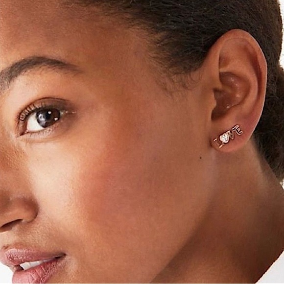 KATE SPADE • Rose Gold Spell It Out More Love Earrings - Picture 5 of 6